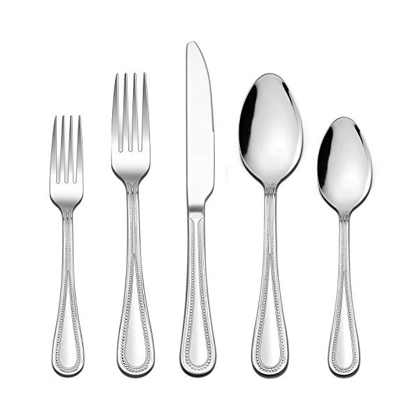 LIANYU 60-Piece Silverware Flatware Set for 12, Stainless Steel Cutlery