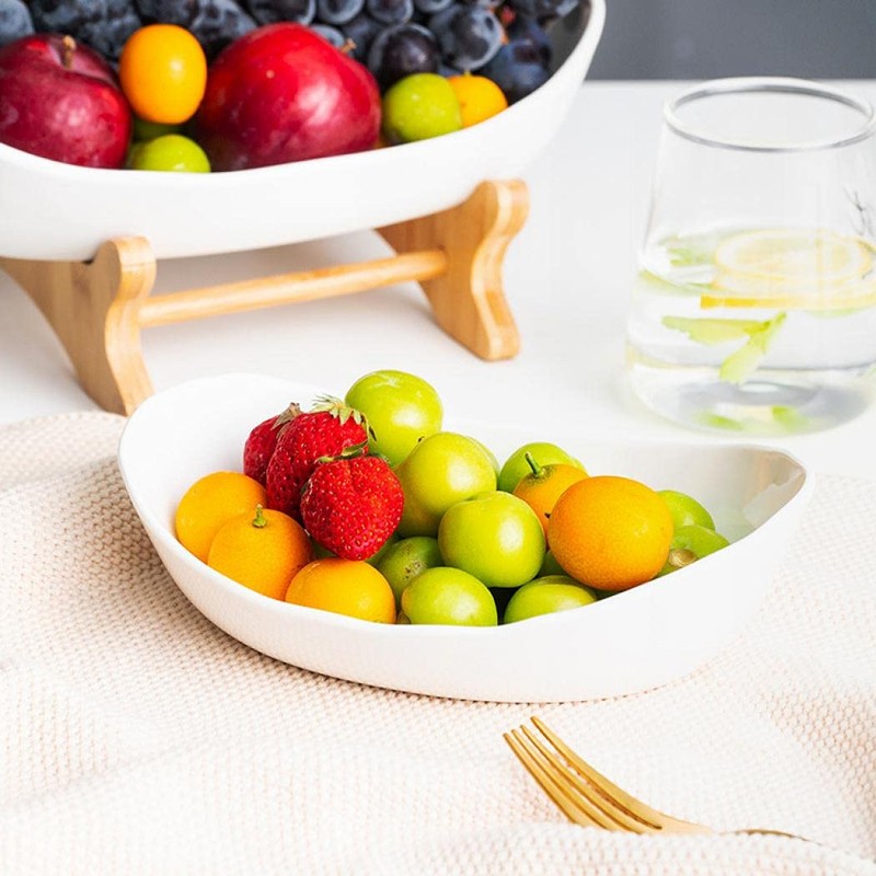 XUDREZ 3 Tier Fruit Basket for Kitchen Counter, 11"*8.6"*13" Ceramic