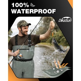 DikaSun Fishing Waders for Men Women| 2-Ply Nylon/PVC Waterproof Chest Wader with Boots for Duck Hunting & Fly Fishing| Lightweight Bootfoot Waders