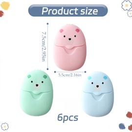 6Pcs Travel Wash, Portable Mini Soap Flakes, Disposable Paper Soap Sheets, 300 Travel Soaps Sheets, Suitable for Indoor Outdoor Camping Hiking Outdoor Cleaning Hands (Blue, Pink, Green)