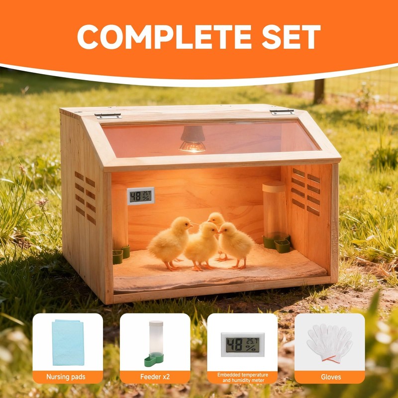 Brooder Box for Chicks Thick Wooden Chicken Brooder Box with