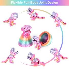 3D Printed Dragon Egg,Dragon Eggs with Dragon Inside,Crystal Dragon Fidget Toys,Full Articulated Dragon Dragon in Egg 3D Printed Dinosaur BWCH02 Rainbow (Rainbow)