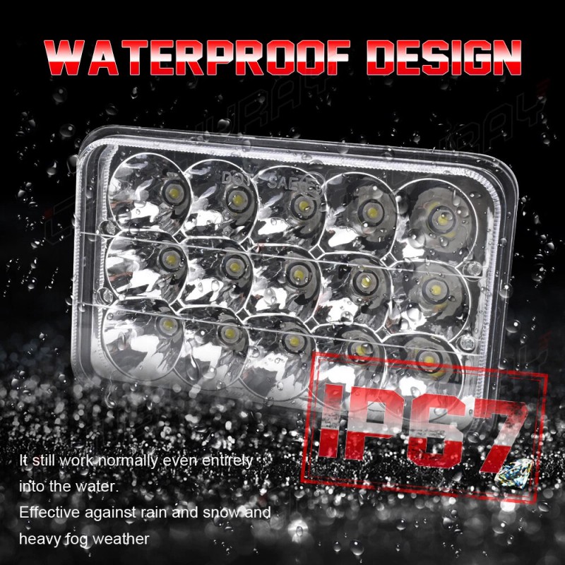CHUSYYRAY 4PCS 4x6'' LED Headlights Hi/Lo Beam For Freightliner 1988-2010