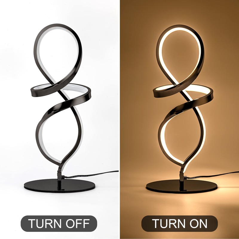 Mayful Modern Table Lamp with LED Spiral Design, Bedside Lamp