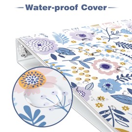 Eyrozill Cute 3 Ring Binder 1 Inch, Decorative Receipt Binders, Hair Client Records with Clear Interior Pockets for Letter-Size(11" x 8.5") Paper, PVC Cover (Floral, 1 in)