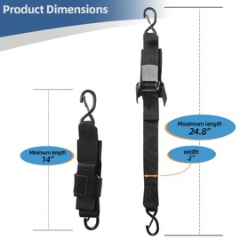 Boat Trailer Tie Down Straps for Yamaha Watercraft PWC, 2 Inch x 24 Inch Adjustable Boat Trailer Transom Straps with Hooks for Trailing, Boating & Jet Ski, Replaces SBT-TRNSM-TD-08-1 Pair