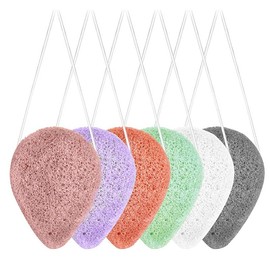 6Pcs Konjac Bath Sponge,Organic Konjac Cleansing Facial Sponges Set,Cordate Facial Sponges，Polychrome Face Sponges for Gentle Face Cleansing and Exfoliation (Droplet Shaped)