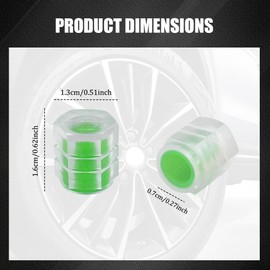 Lyxheth 8PCS Fluorescent Tire Valve Stem Caps, Tire Valve Covers, Luminous Auto Wheel Air Valve Caps, Corrosion Resistant Leak-Proof Wheel Valve Cover Universal for Car, Truck, Bike (Green)