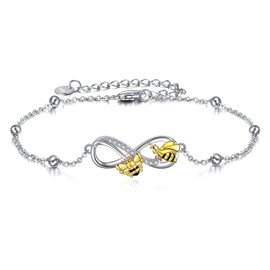 POPLYKE Bee Anklet for Women Sterling Silver Infinity Anklet Bee Jewelry Gift for Women (bee, anklet)