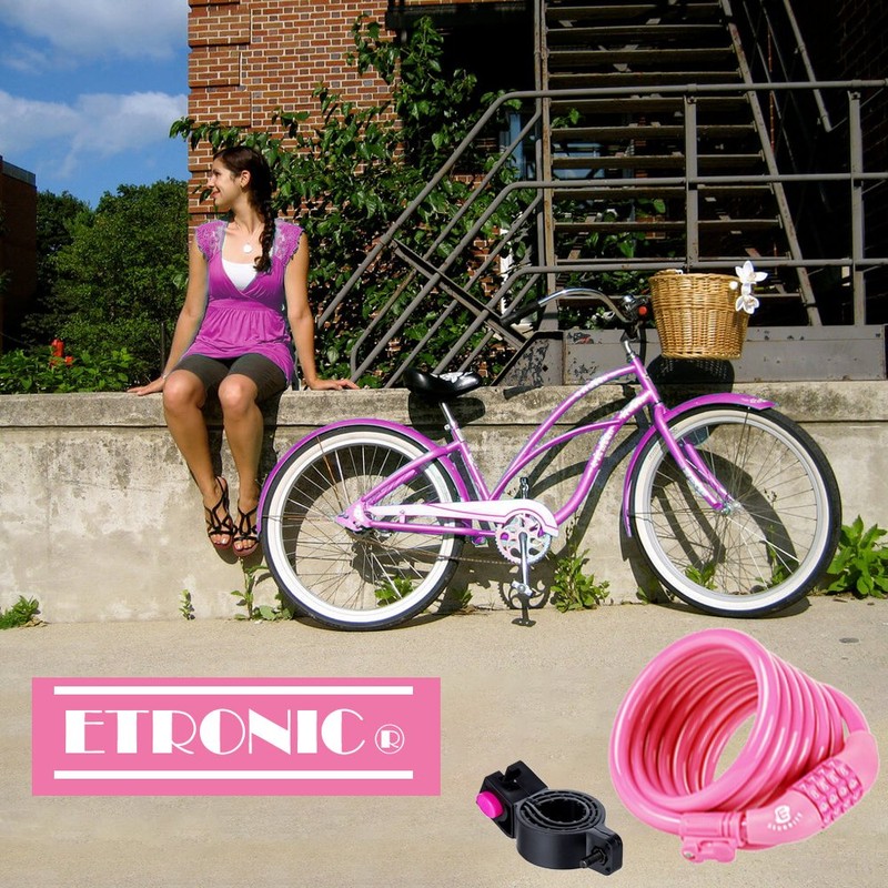 ETRONIC M6 Self Coiling Resettable Combination Bike Cable Lock, 6-Feet