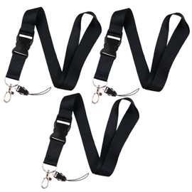 DMLSKY Black Lanyards for Keys ID Badges with Swivel Clip Soft Neck Keychain Lanyards 1 Inch Wide, 3 Pack