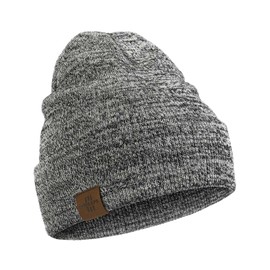 Winter Beanie Hats for Men and Women,Stretchy Daily Knit Hat,Gifts for Dad Mom (Black/White)