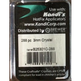 BREWER KANDI'S LOW LEAD HOT FIX CRYSTALS - 3MM - 288PCS - CHRYSTAL, LIGHT AQUA OR JET - 3MM- CHRYSTAL