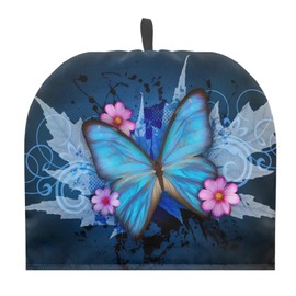 NETILGEN Tea Cosy for Teapot Keeps Tea Warm Insulated Machine Washable Kettle Quilt Breakfast Warmer Teapot Warmer Home Decor Blue Butterfly Pink Flower