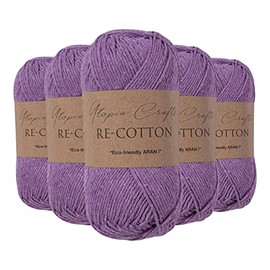 Utopia Crafts Re-Cotton Knitting Yarn 5 x 100g Muted Purple