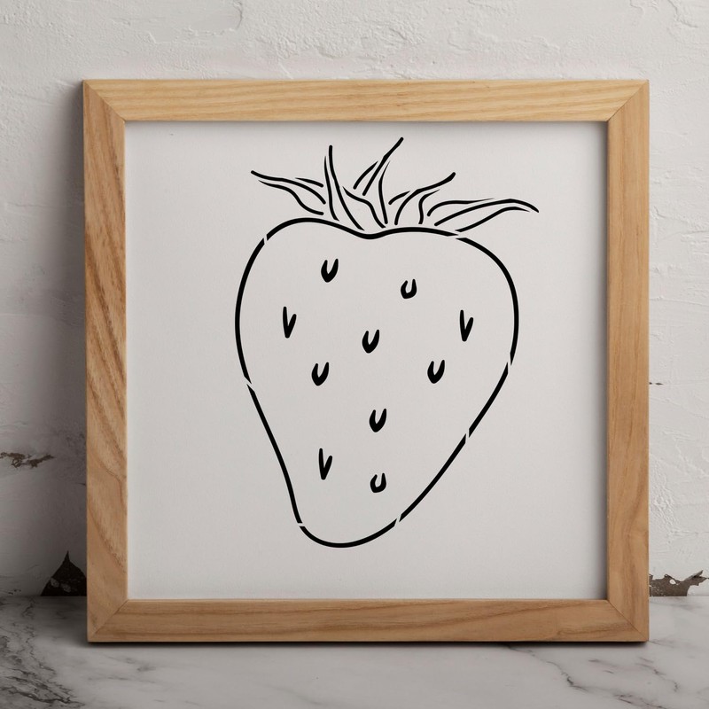 MAGJUCHE Strawberry Stencil 6 Inches, Reusable Fruit Stencil for Painting