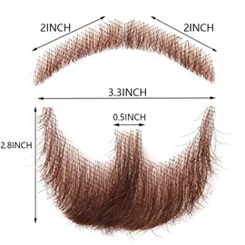 Celie Fake Beard 100% Human Hair Fake Mustache Realistic Beard Fake Facial Hair Lace Invisible Goatee Beards for Entertainment Drama Party Movie Makeup (brown)