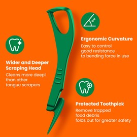 COCOBURI Tongue Scraper Disposable Tongue Scraper for Adults Disposable Tongue Scraper with Dental Picks Best Disposable Plastic Tongue Cleaner BPA Free Oral Care Hygiene Essential Kit 36 Counts