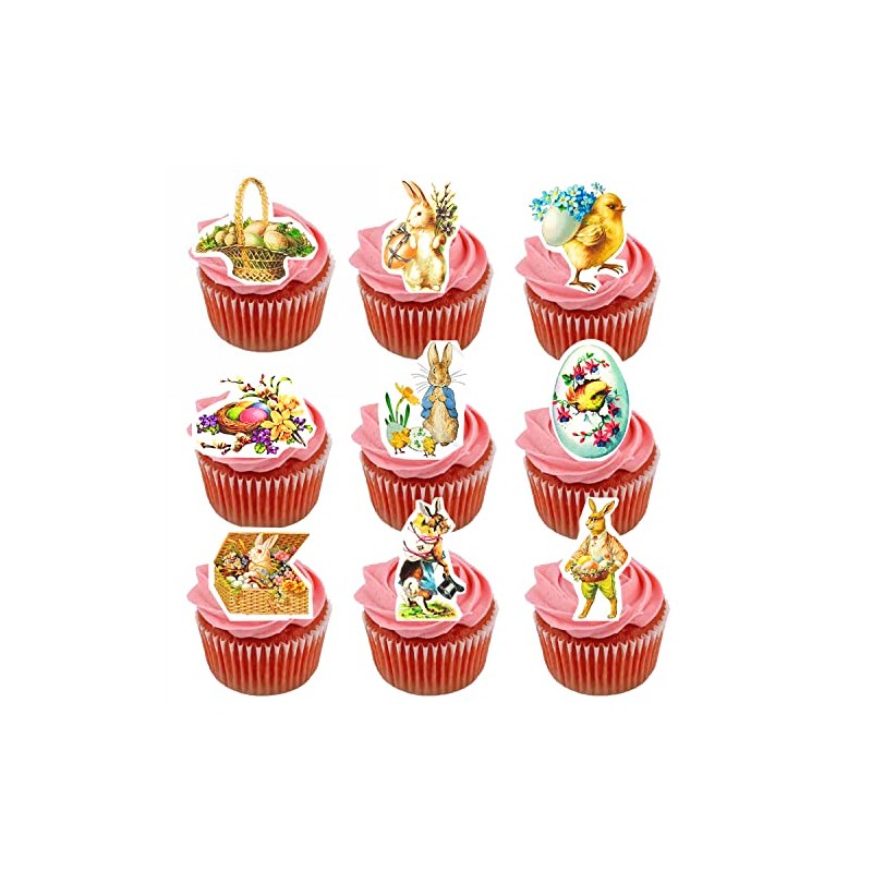 Easter Bunny Eggs Cupcake Topper Cookie Decorations 20X (Wafer- E06)