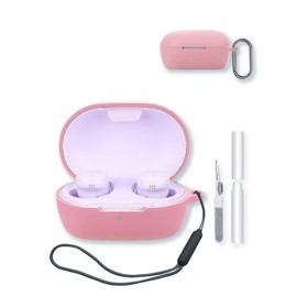 Case for Bose New QuietComfort Earbuds,Soft Protective,BOVUGAC Silicone Case for New Bose QuietComfort Earbuds 2024,Model Number:888507-0100 Cover with Keychain & Cleaning Kit & Lanyard-Pink