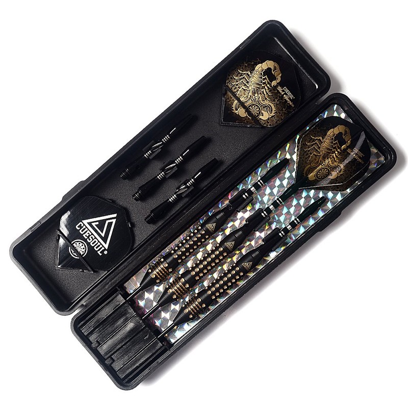 CUESOUL 22 grams Black Scorpion Steel Tip Darts Set with