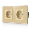CNBINGO Glass Double Socket Flush-Mounted in Gold - Double Schuko