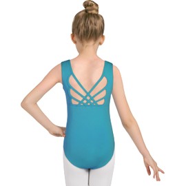 WYHDY Maillot de ballet para niña con correas cruzadas de mariposa, sin mangas, Turquesa., 13-15 años