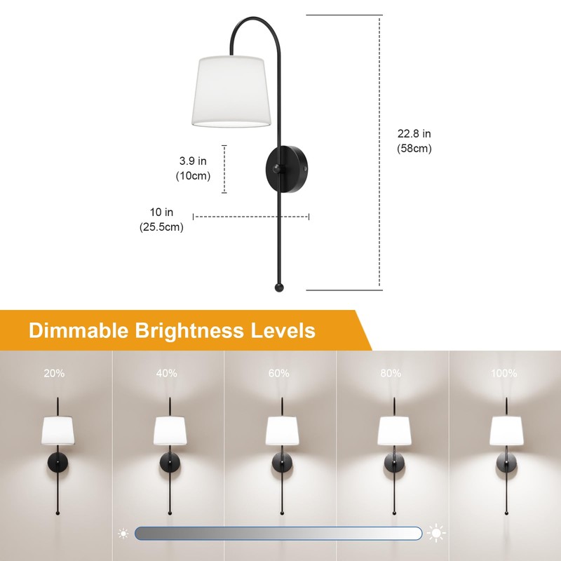 Wall Decor Sconces Set of Two Battery Operated, Rechargeable Wireless