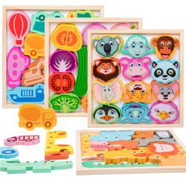 Shinse Wooden Puzzle, 4 Types Series, Shape Matching, 1, 2, 3, 4 Years Old, Children, Toddler, Montessori, Early Development, Educational Toy, Fingertip Play, Numbers, Shapes, Shape Recognition,