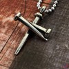 FORGIVEN JEWELRY 3 Nail Cross Antique Silver Finish Pendant Aluminum