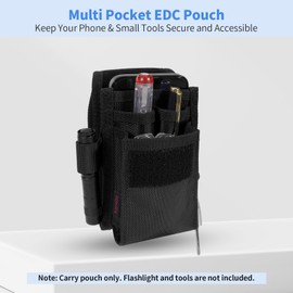 KENOBE E Multitool Case, Holster with Multiple Pockets Compatible with Leatherman Wave Plus Wingman Surge Rebar Rev, Small Tool Bag with Belt Clip, EDC Bag for Camping Hiking, Black