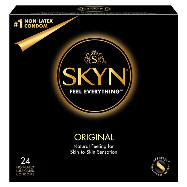 SKYN Skynfeel Original Condoms Pack of 24 Latex-Free Condoms for M Nner, Feel-Like Extremely Delicate Condoms, 53 mm Width