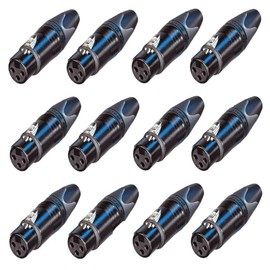 (12 Pack) NEUTRIK NC3FXX-B 3-Pin XLR Female Cable Mt Connector Black w/Gold Pins