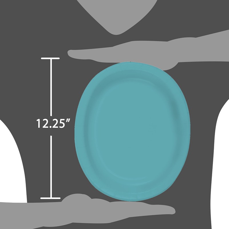Unique 32119 Solid Oval Plates | Caribbean Teal Color Theme