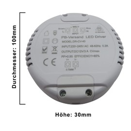 LED Transformer 12 V DC 1-40 Watt (Round) Power Supply Driver Transformer - No Minimum Load