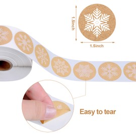 1000 Pieces Multiple Snowflakes Christmas Stickers Natural Kraft White Snowflake Stickers Seal Snowflake Label for Bags Envelopes Bubble Mailers, 5 Designs