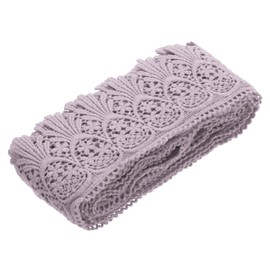 MECCANIXITY Cotton Lace Trim Vintage Crochet 3inch x 4.8yard Light Purple Stretch Lace Edge Ribbon for DIY Scrapbooking Clothes Curtain Tablecloth Slipcover Fabric Wedding Decoration Gift Wrap