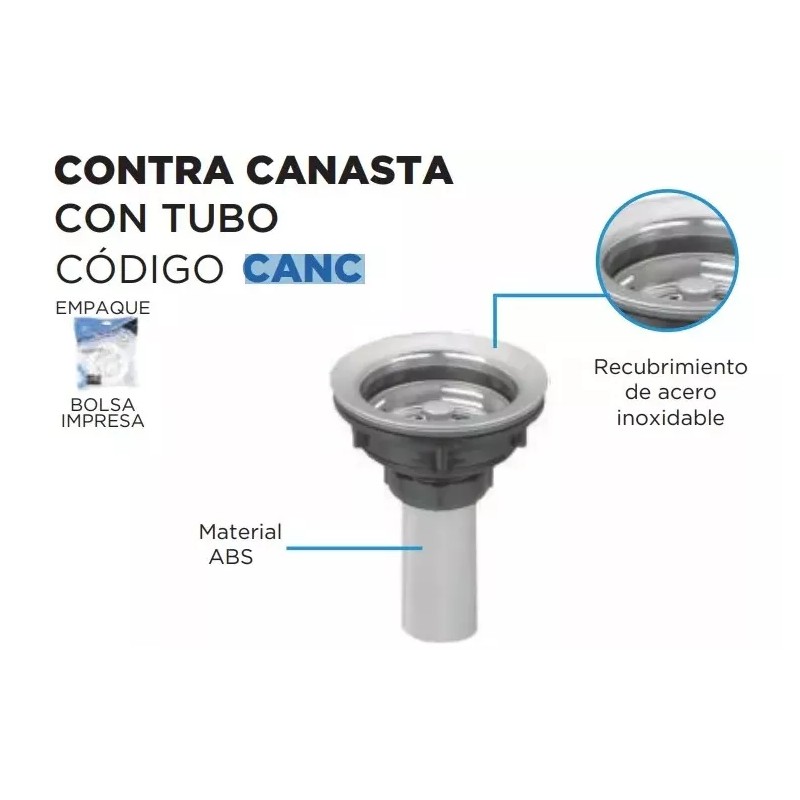 Meer Contracanasta Cromada 4 Pulgadas Tarja Fregadero Cocina Meer