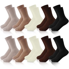 Eurzom 10 Pairs Socks Womens Crew Elastic Ankle Length Cotton Socks Aesthetic Cute Lightweight Low Cut Gifts for Women(Solid Color)