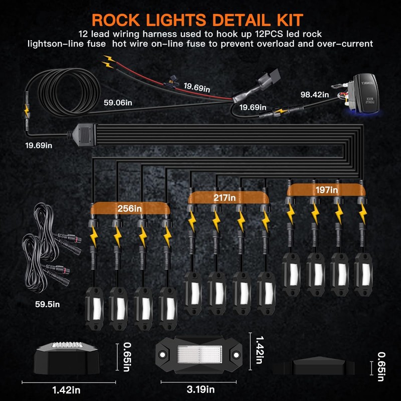 LEDMIRCY R2 Pure White Rock Lights Kit with Roker Switch