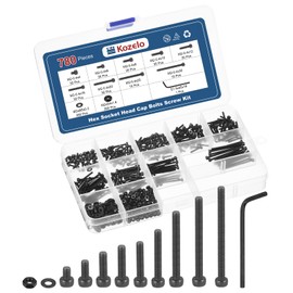 Kozelo 780pcs M2 Socket Head Cap Screws Bolts Nuts Assortment Kit - [M2x4/6/8/10/12/16/20/25/30mm] Alloy Steel Black Oxide 12.9 Internal Hex Screw for 3D Printer Use,with Wrench