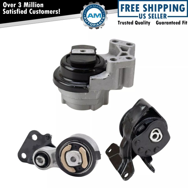 AM Autoparts 3pc Engine & Transmission Mount Kit for 2007-2010