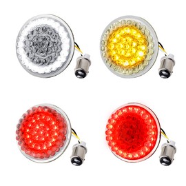 NTHREEAUTO 2 Inch Bullet Front & Rear LED Turn Signals 12V Motorcycle Brake Running Lights Panel with 1157 Base Compatible with Harley Sportster, Dyna, Iron 883, Road King, Softail, Electra Glide
