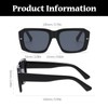 LJCZKA Vintage Rectangular Sunglasses Women Men 90s Retro Square Sunglasses