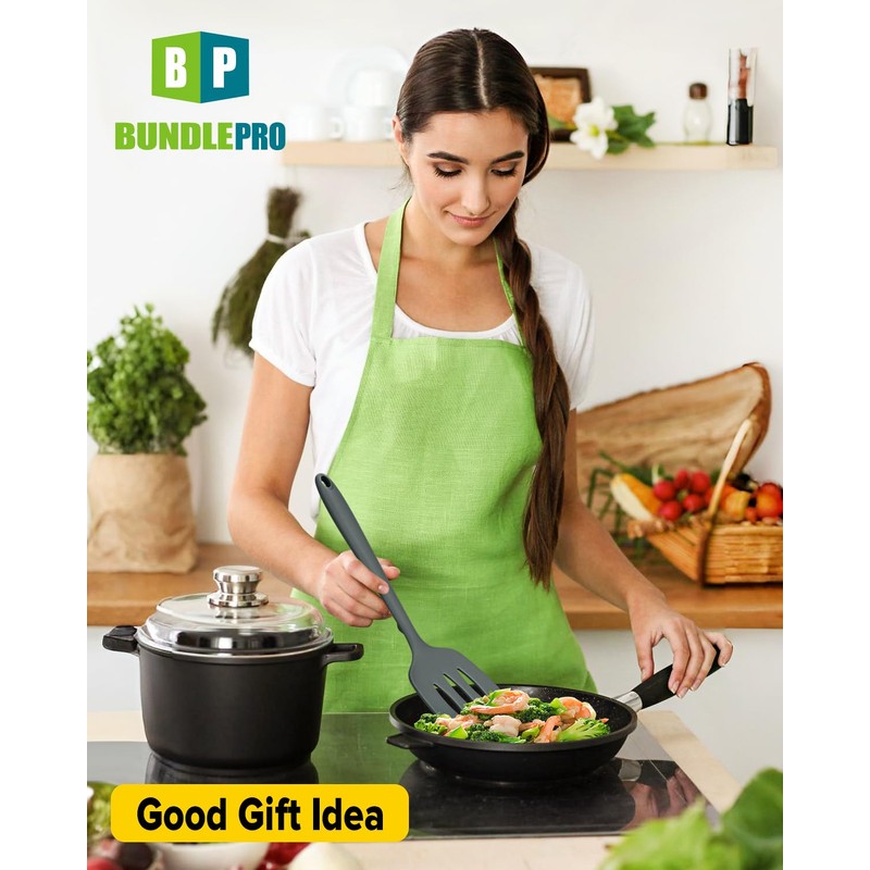 Pack of 2 Silicone Spatula Turners, Non Stick Slotted Kitchen