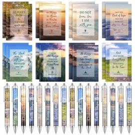 YXSJAS 32Pack Bible Notebooks Christian Gifts Set Bulk Christian Scripture Inspirational Scripture Ballpoint Pens Motivational Christian Gifts for Teacher Friend Coworker Church Gifts