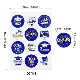 10 Pack 2025 Graduation Stickers Blue Class of 2025 Round Label Stickers 2025 Congrats Grad Adhesive Stickers Graduation Sealing Decal for Candy Bag Gifts Wrapping Grad Party Decor Supplies