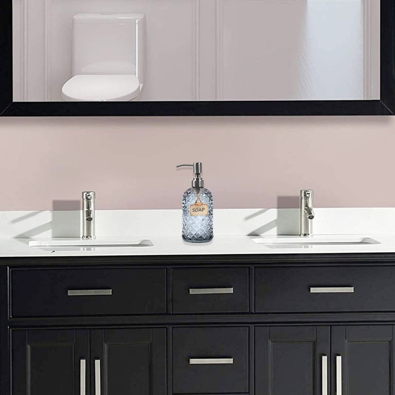 Bathroom & Kitchen Glass Hand and Dish Soap Dispenser with