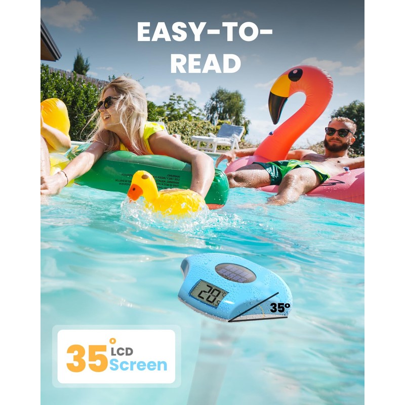 BALDR Floating Pool Thermometer, Solar Powered Pool Thermometer, Easy-to-Read/Use
