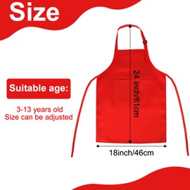 BOUBONI 10 Pcs Kids Apron with 2 Pockets Adjustable Kids Chef Apron Bulk for Cooking Baking Painting Crafting (Red)